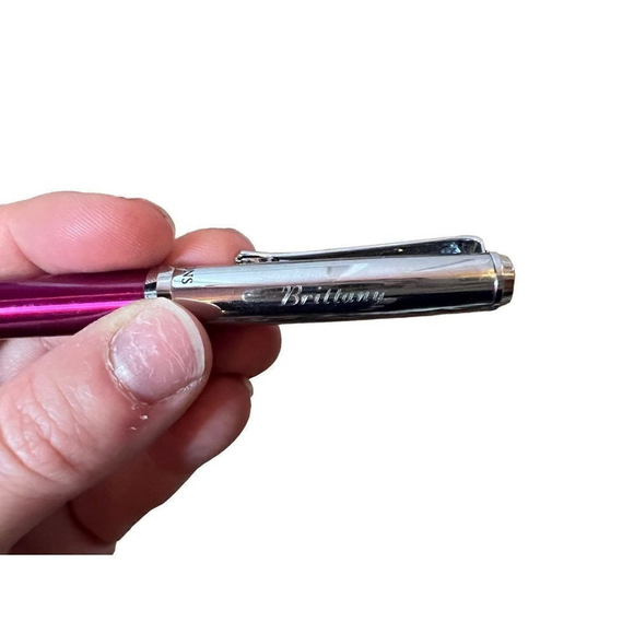 Things Remembered Reflections Premier Pink and Silver Engraved Pen with Box - Picture 10 of 11